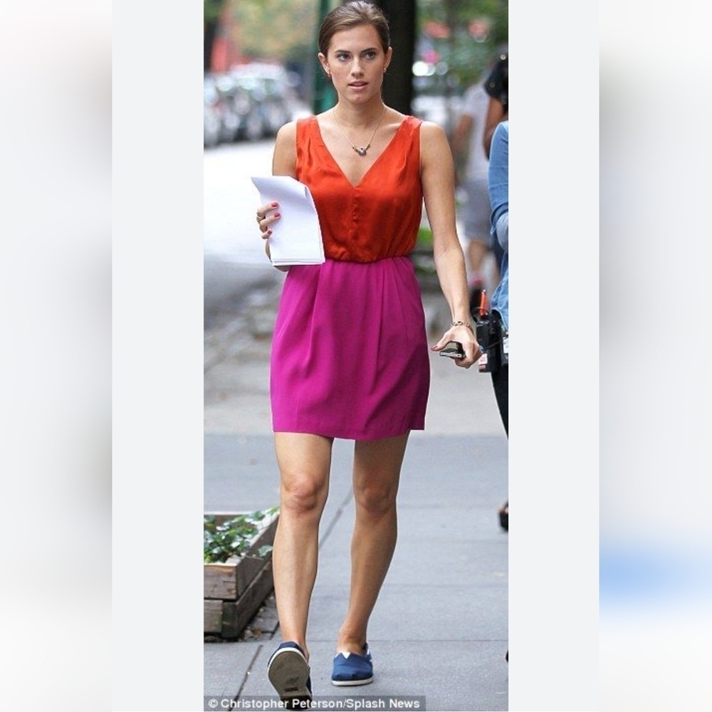 Anthropology Cluny Dress Red & Pink Color Block Size 6 Seen on HBO Series Girls